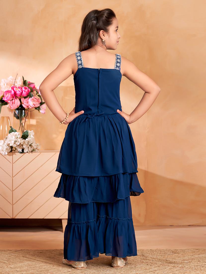 girls embroidered kurta and sharara set - 22012065 - Standard Image - 3
