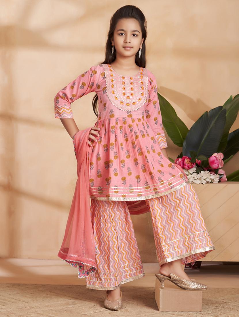 girls printed kurta and sharara with dupatta - 22012071 - Zoom Image - 0