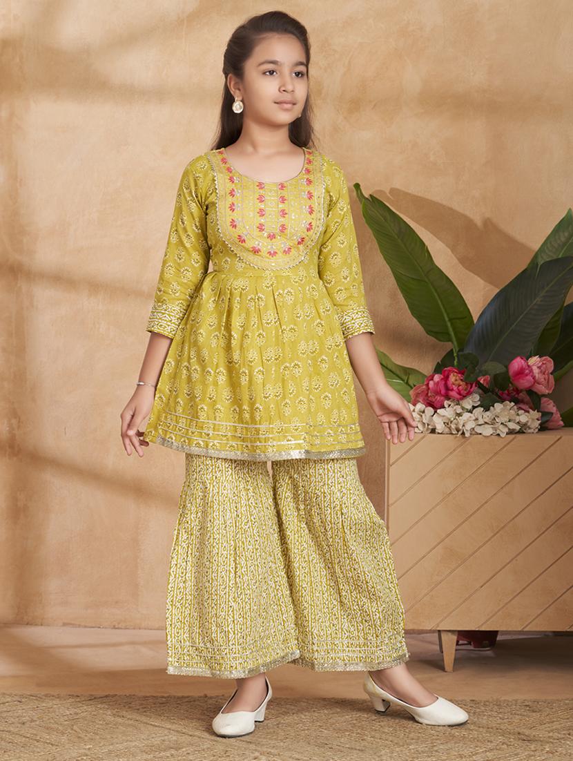 girls printed kurta and sharara set - 22012072 - Zoom Image - 0