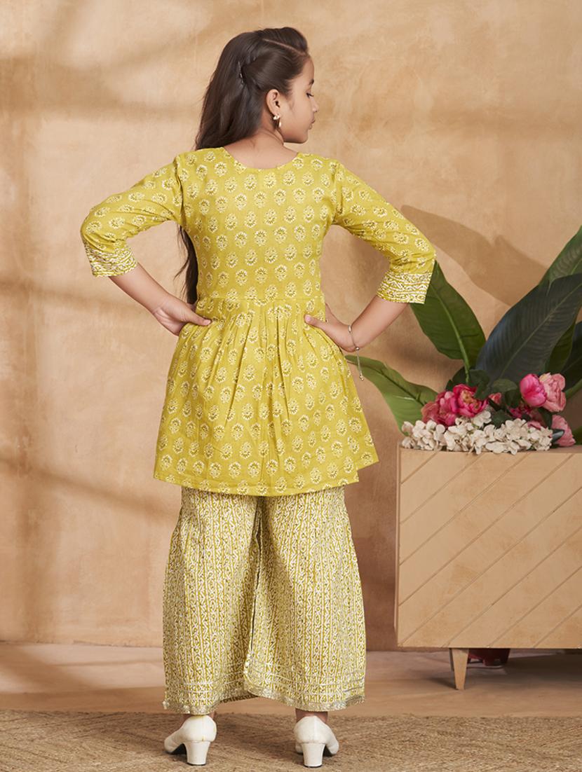 girls printed kurta and sharara set - 22012072 - Standard Image - 3