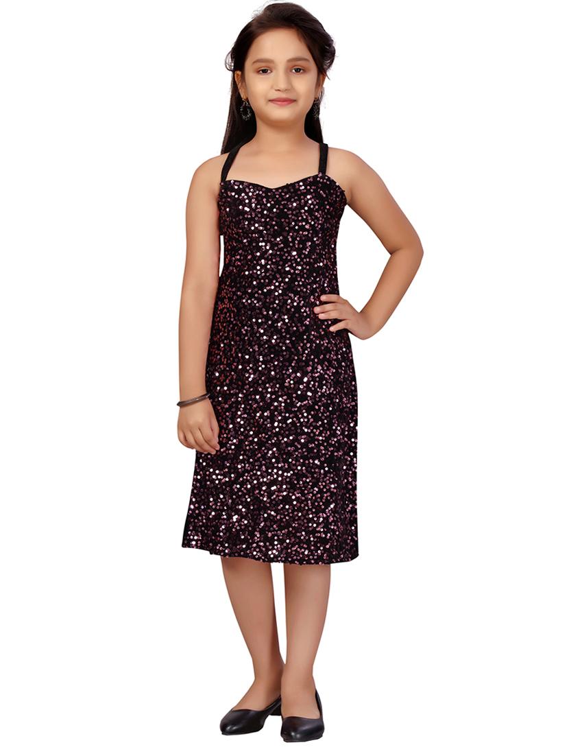 girls sequined shoulder strap straight  dress - 22012075 -  Zoom Image - 0