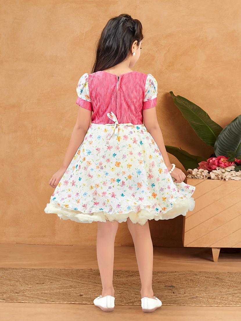 girls floral print puff sleeve fit & flare dress - 22012077 - Standard Image - 3