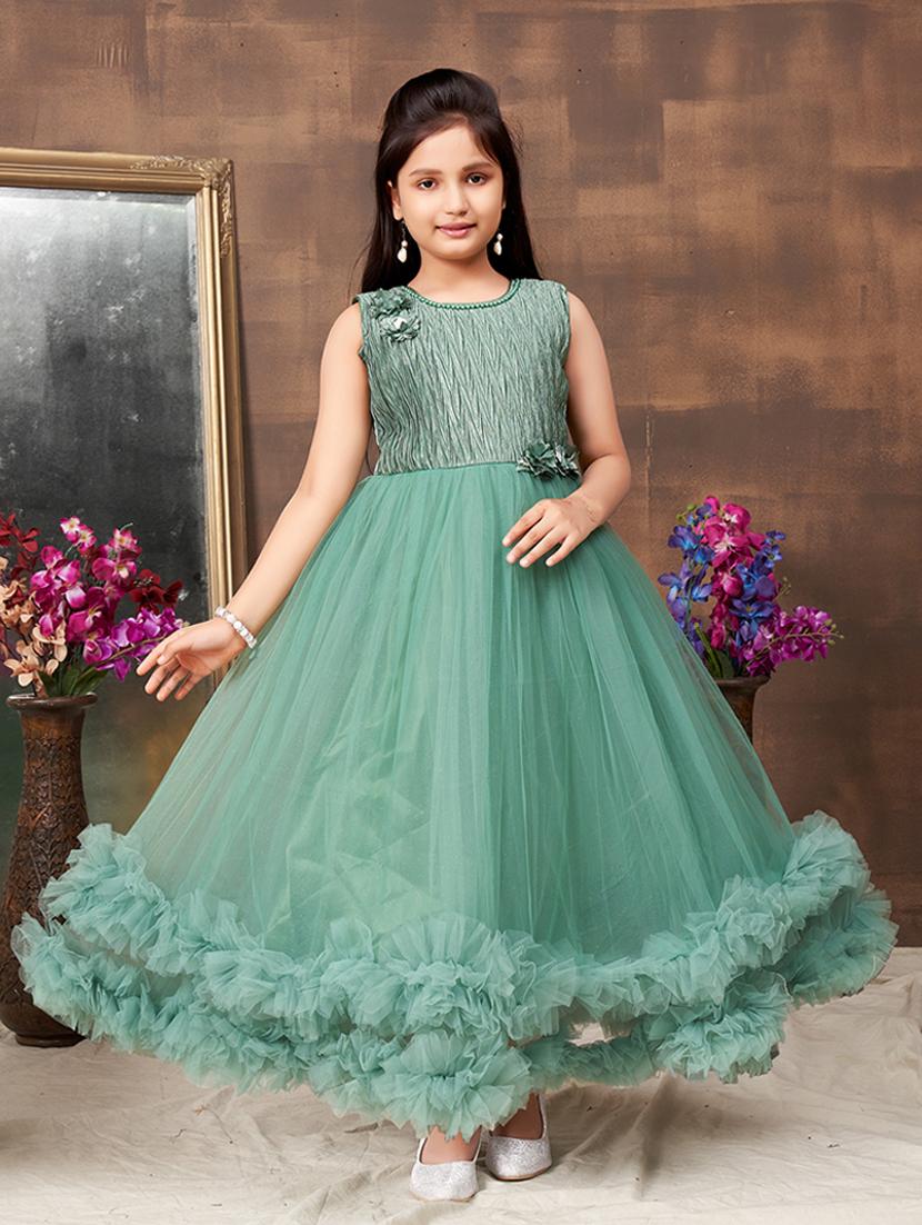 girls solid sleeveless fit & flare maxi dress - 22012079 - Zoom Image - 0