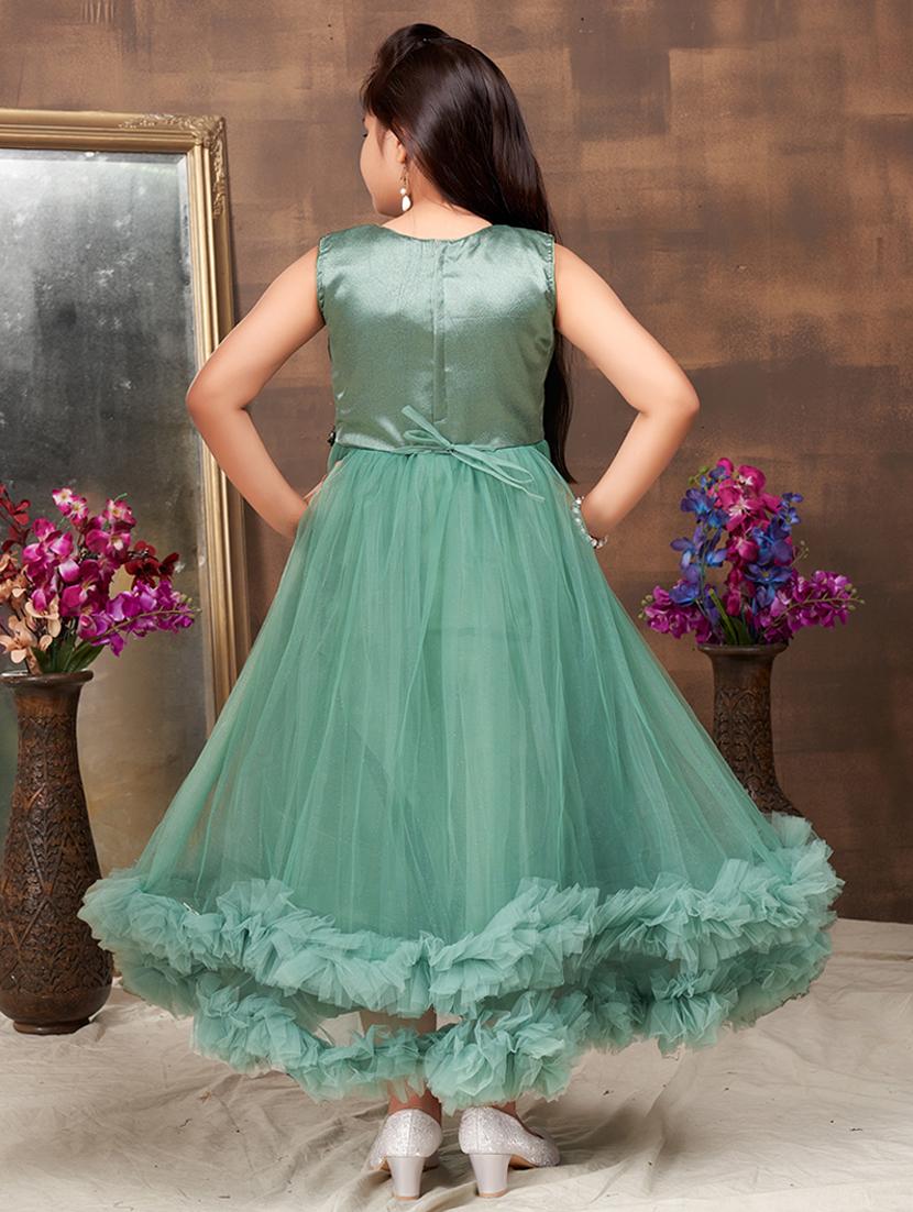 girls solid sleeveless fit & flare maxi dress - 22012079 - Standard Image - 3