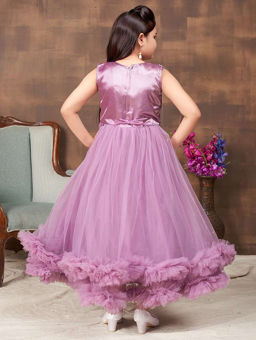 girls solid sleeveless fit & flare maxi dress - 22012080 - Standard Image - 3