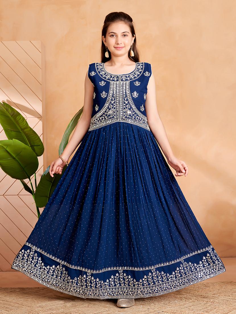 girls embroidered sleeveless fit & flare gown - 22012092 -  Zoom Image - 0