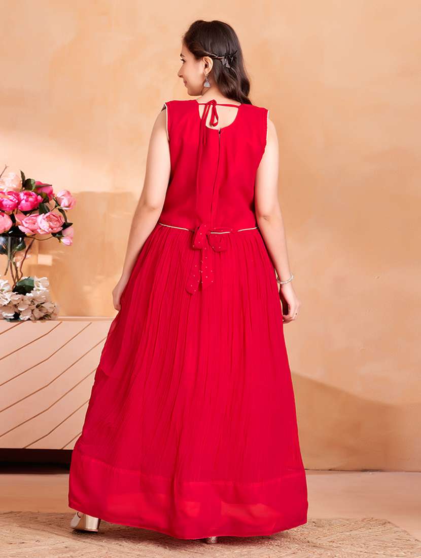 girls embroidered sleeveless fit & flare gown - 22012093 - Standard Image - 3