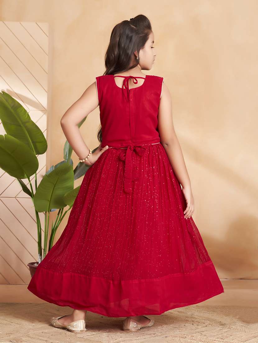 girls embroidered sleeveless fit & flare gown - 22012095 - Standard Image - 3
