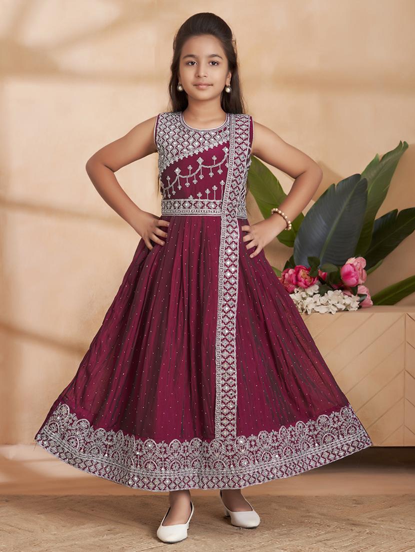 girls embroidered sleeveless fit & flare gown - 22012098 -  Zoom Image - 0