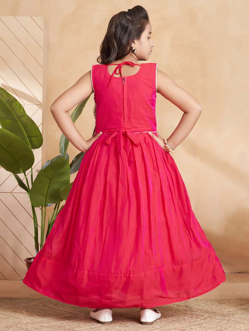 girls embroidered sleeveless flared gown - 22012099 -  Standard Image - 3