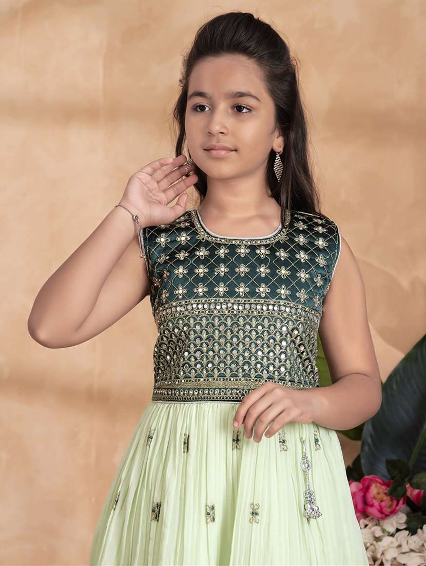 girls embroidered sleeveless fit & flare gown - 22012100 -  Standard Image - 3