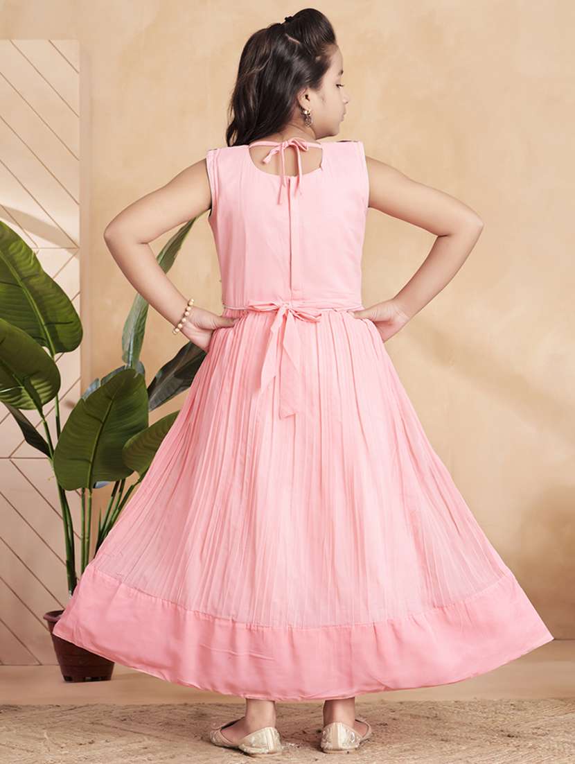 girls embroidered sleeveless fit & flare gown - 22012101 -  Standard Image - 3