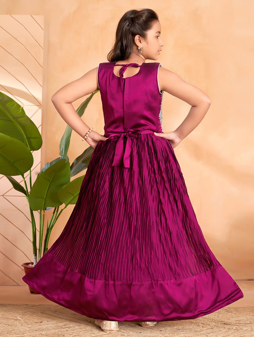 girls embroidered sleeveless fit & flare gown - 22012102 - Standard Image - 3