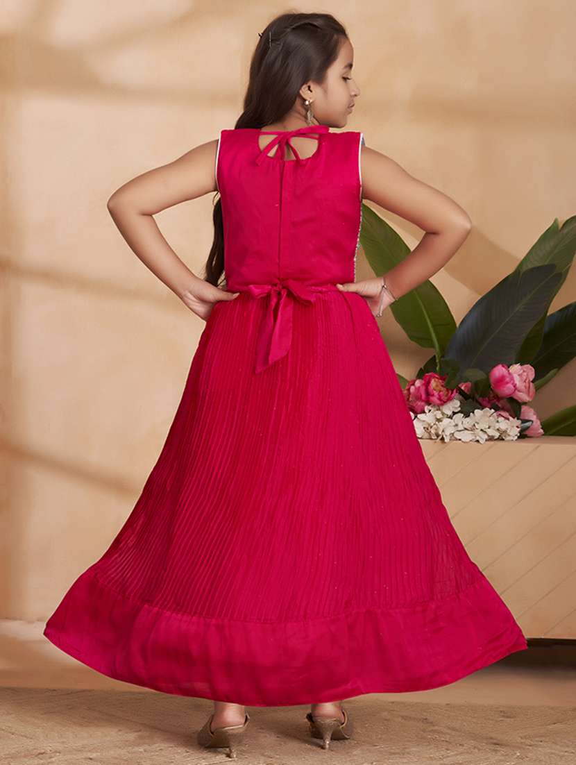 girls embroidered sleeveless fit & flare gown - 22012103 - Standard Image - 3