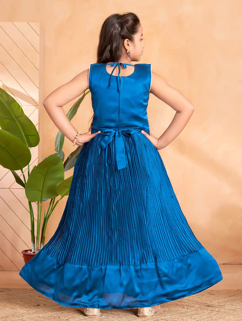 girls embroidered sleeveless fit & flare gown - 22012104 - Standard Image - 3