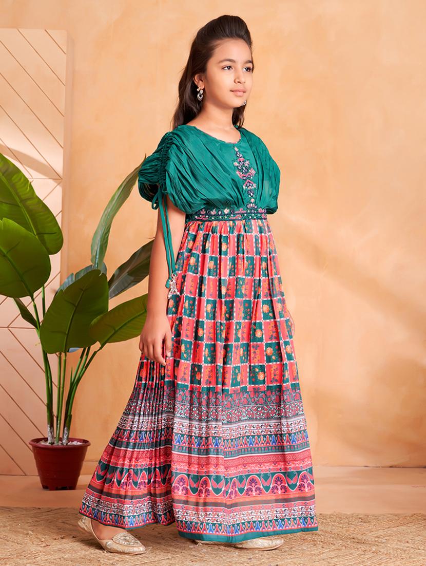 girls printed short sleeves fit & flare gown - 22012107 - Standard Image - 3