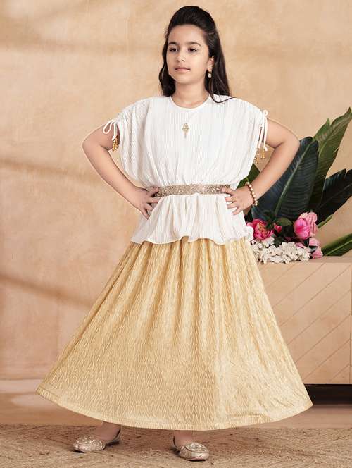 girls solid kimono sleeve fit & flare dress - 22012108 -  Standard Image - 0