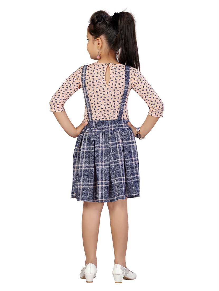 girls checkered three quarter sleeve a-line dress - 22012113 -  Standard Image - 3