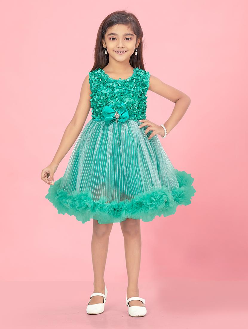 girls self designed sleeveless fit & flare dress - 22012115 -  Zoom Image - 0