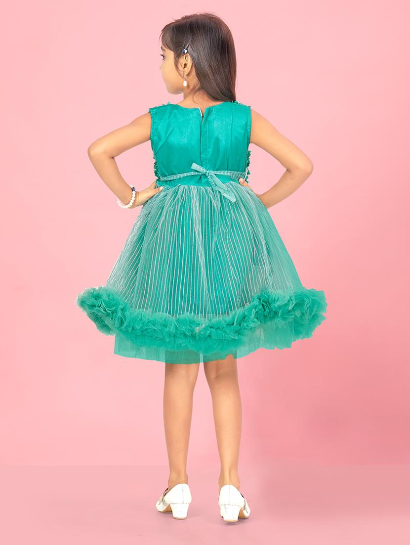 girls self designed sleeveless fit & flare dress - 22012115 - Standard Image - 3