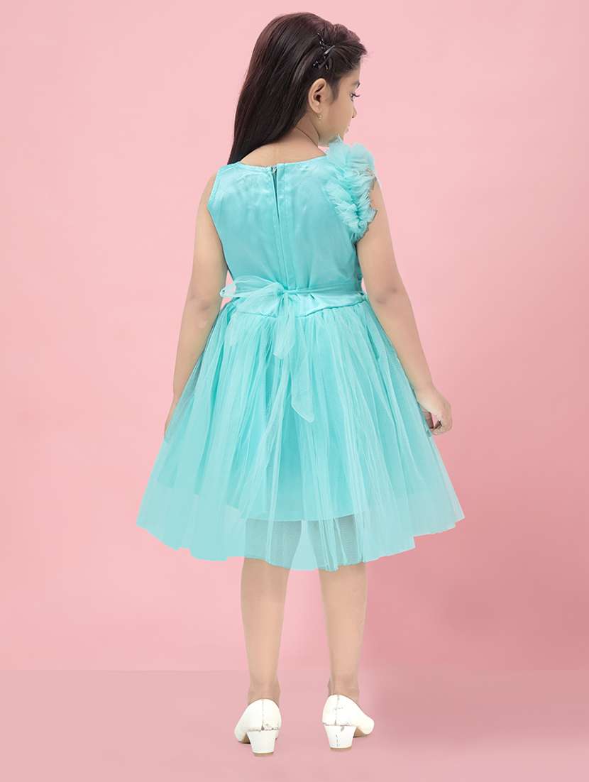 girls solid sleeveless fit & flare dress - 22012118 -  Standard Image - 3