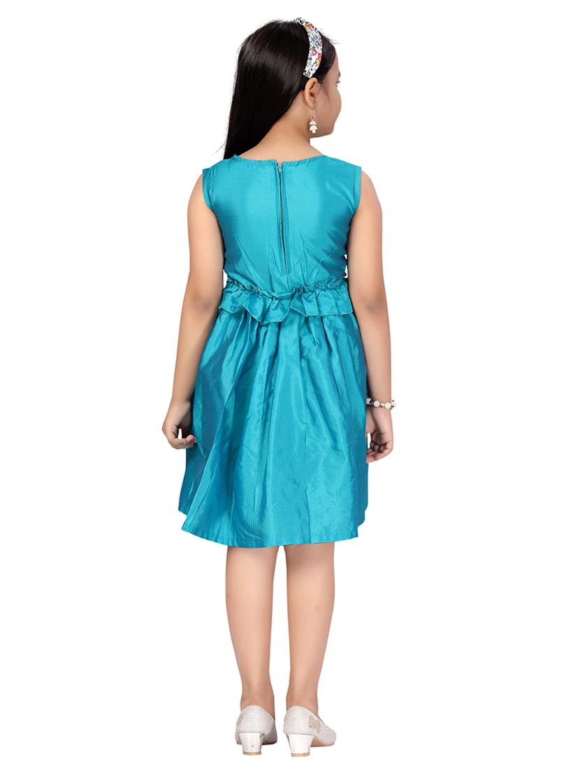 girls solid sleeveless fit & flare dress - 22012121 - Standard Image - 3