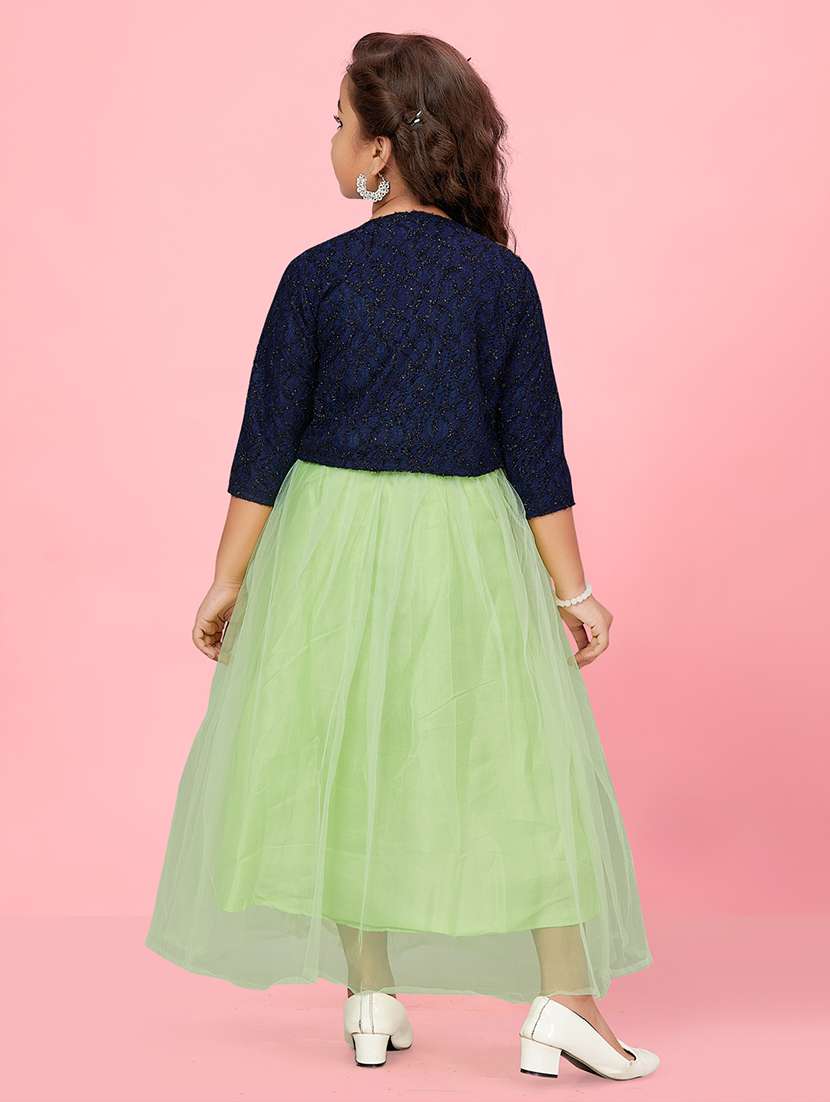 girls embellished three quarter sleeve fit & flare dress - 22012124 -  Standard Image - 3