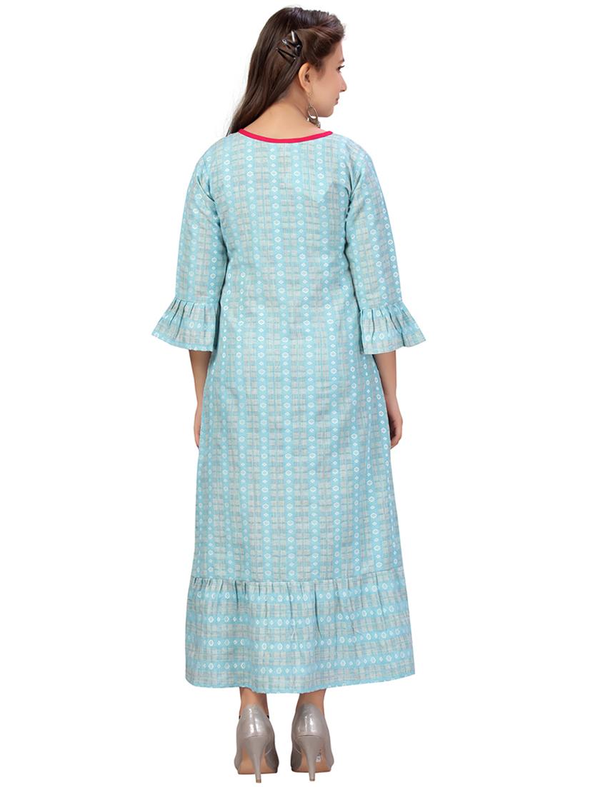 girls printed bell sleeves tiered gown - 22012126 - Standard Image - 3