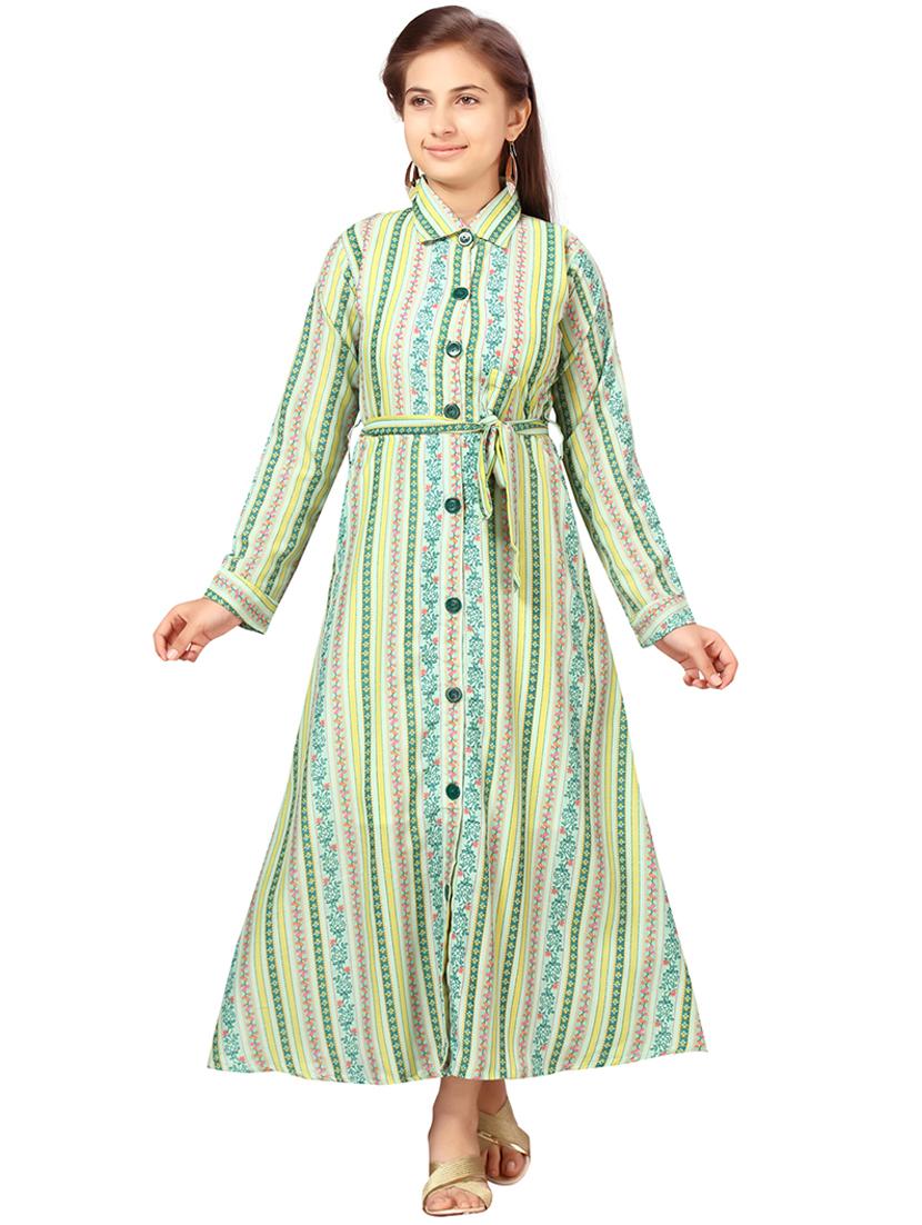 girls printed collared long sleeve shirt dress - 22012132 -  Zoom Image - 0