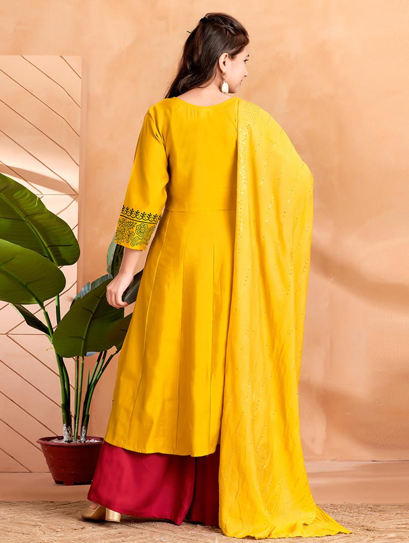 girls printed kurta palazzo set with dupatta - 22012142 - Standard Image - 3