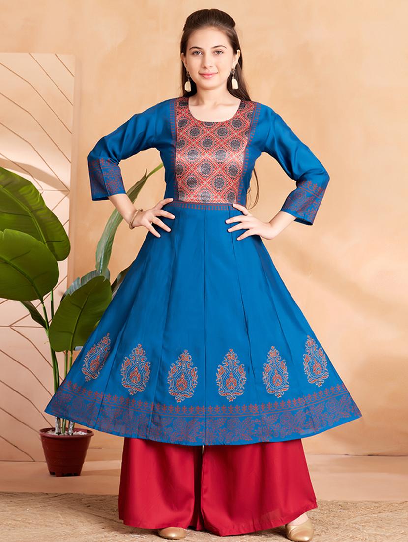 girls printed kurta palazzo set with dupatta - 22012143 -  Zoom Image - 0