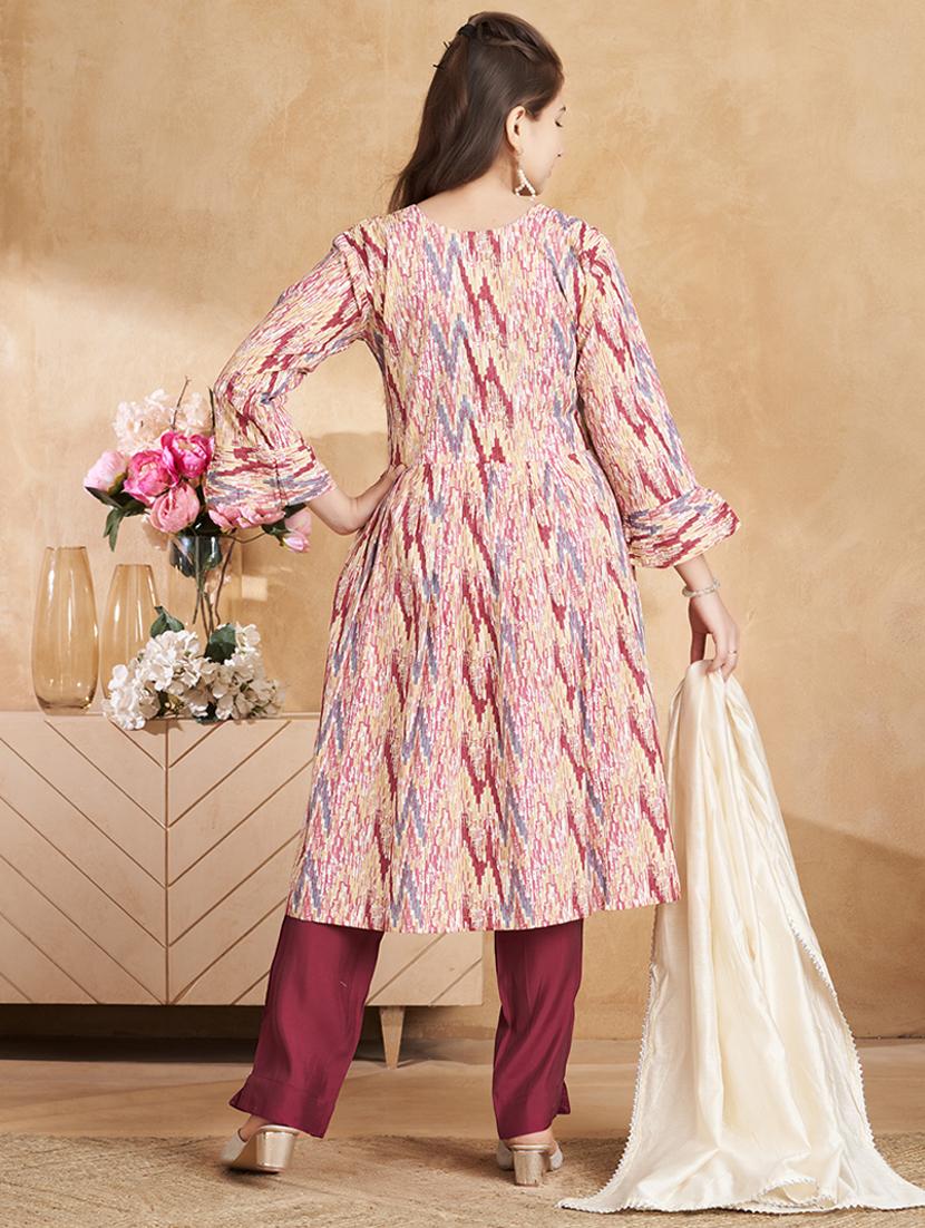 girls printed kurta pant set with dupatta - 22012148 - Standard Image - 3