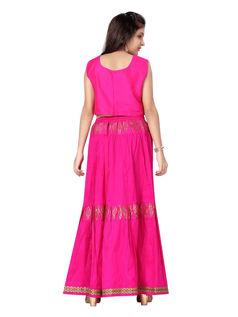 Pink Tiered Silk Blend Lehenga Choli Set - 22012151 -  Standard Image - 3