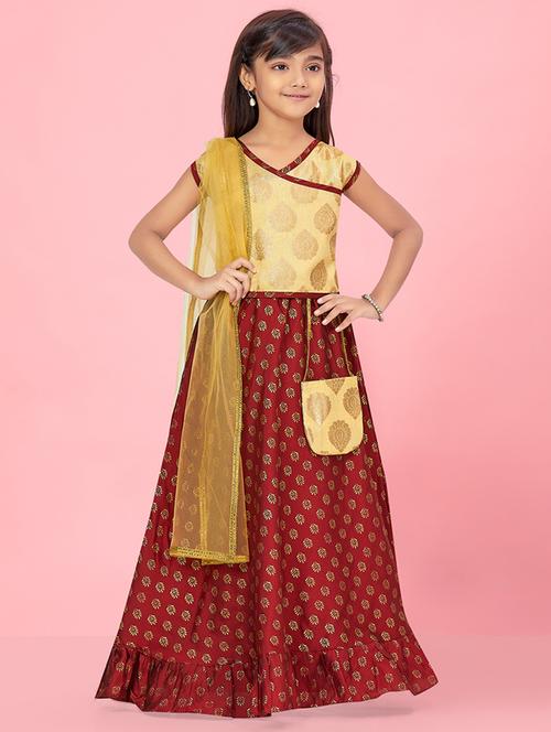 girl foil print lehenga choli set - 22012152 -  Standard Image - 0
