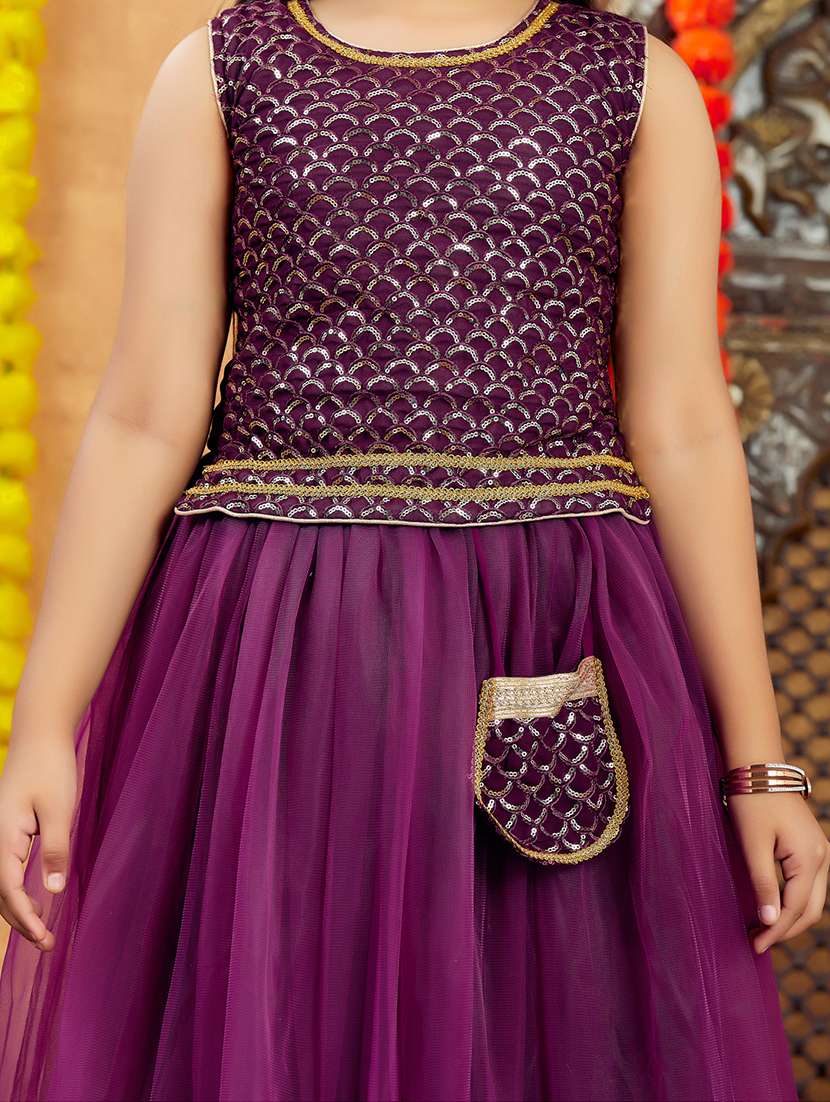 girls embroidered sleeveless lehenga choli set - 22012155 - Standard Image - 5