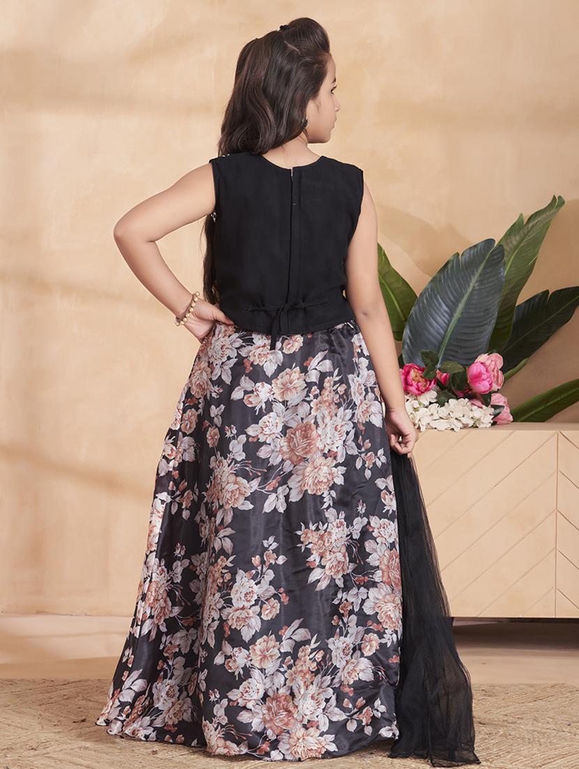 girls embroidered sleeveless lehenga choli set - 22012157 - Standard Image - 3