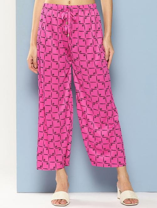 girls printed mid rise straight palazzo - 22012172 -  Standard Image - 0