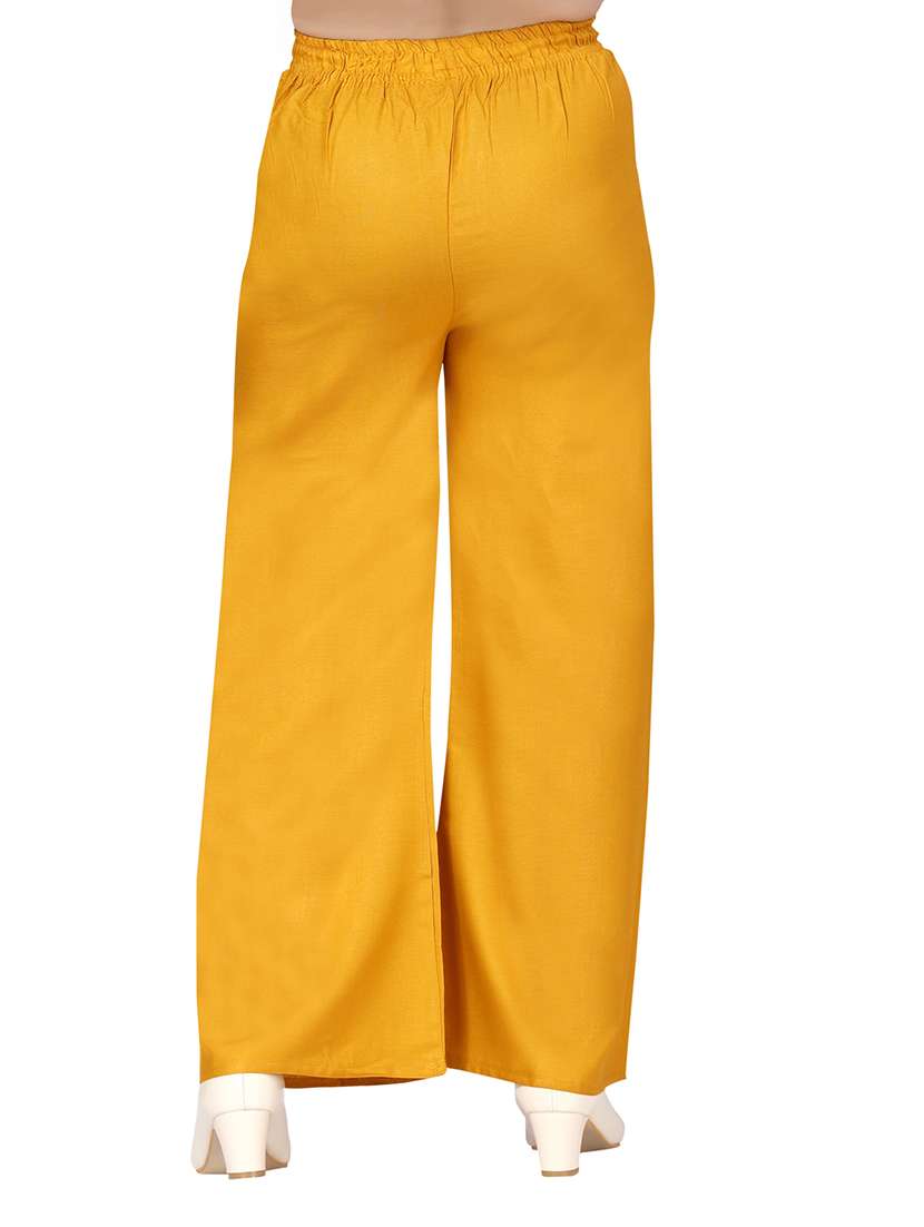 girls solid mid rise flared palazzo - 22012179 -  Standard Image - 3