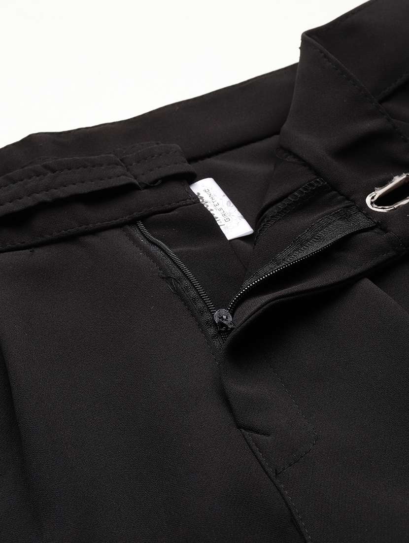 girls solid high rise straight trouser - 22012180 -  Standard Image - 5