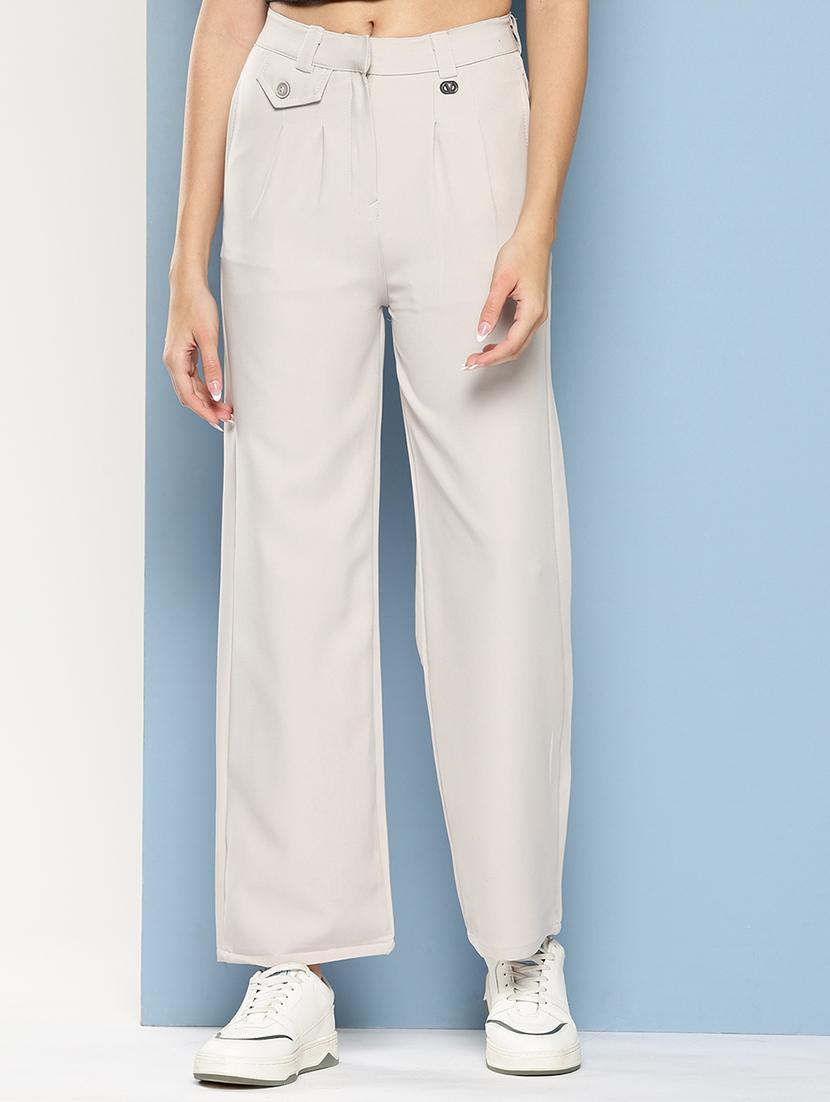 girls solid high rise straight trouser - 22012188 - Zoom Image - 0