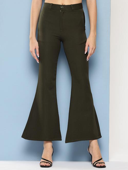 girls solid mid rise bootcut trouser - 22012190 -  Standard Image - 0