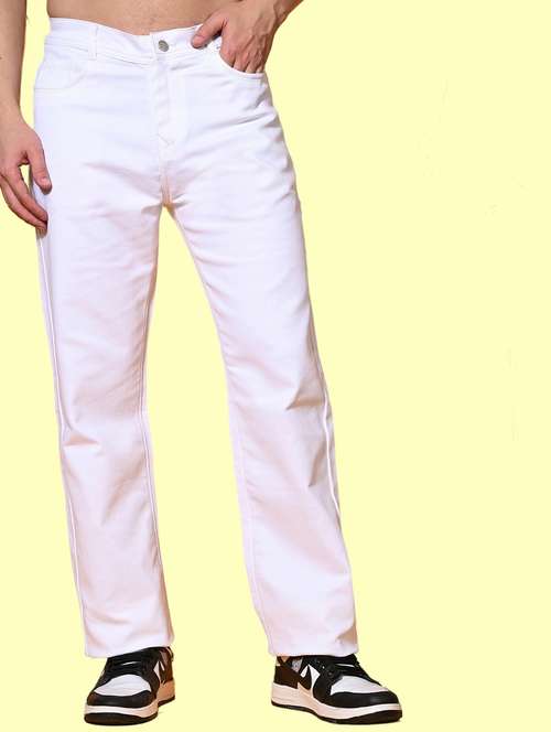 men white solid mid rise relaxed fit jeans - 22012194 -  Standard Image - 0
