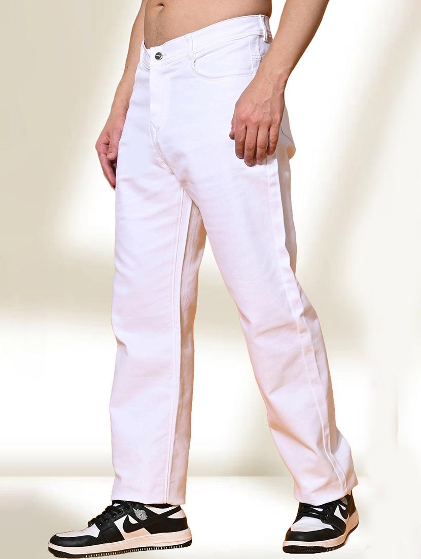 men white solid mid rise relaxed fit jeans - 22012197 - Zoom Image - 0