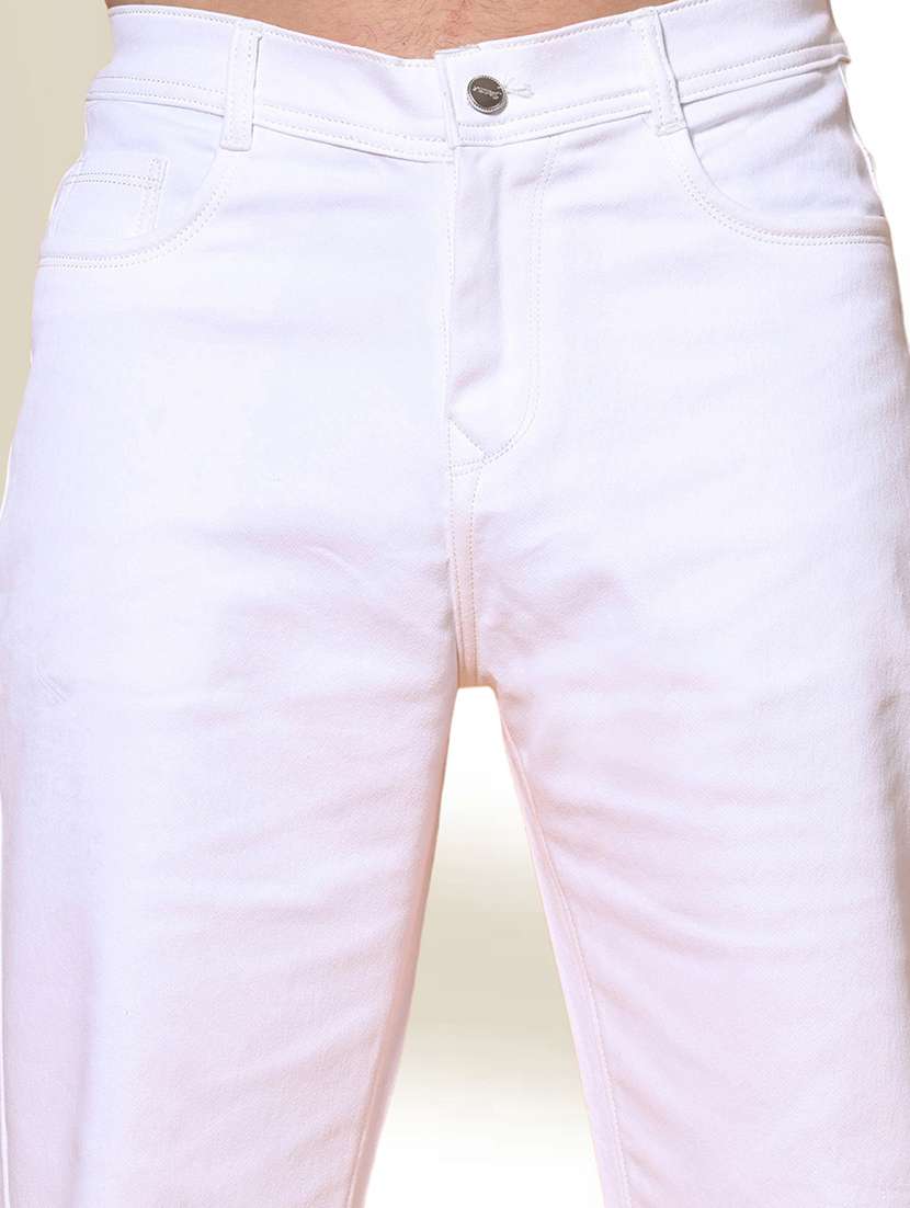 men white solid mid rise relaxed fit jeans - 22012200 - Standard Image - 3