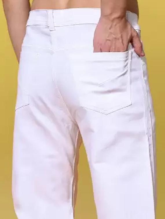 men white solid mid rise relaxed fit jeans - 22012205 - Standard Image - 3