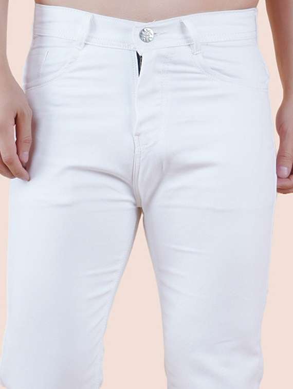 men white solid mid rise straight fit jeans - 22012215 - Standard Image - 3