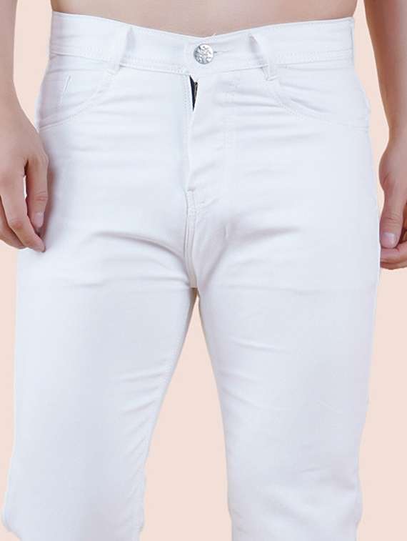 men white solid mid rise straight fit jeans - 22012217 -  Standard Image - 3
