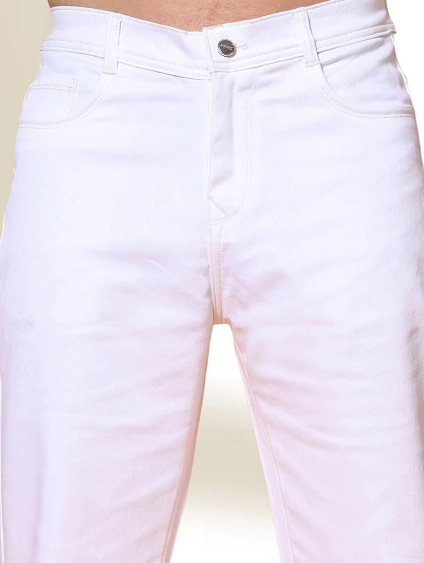 men white solid mid rise relaxed fit jeans - 22012233 - Standard Image - 3
