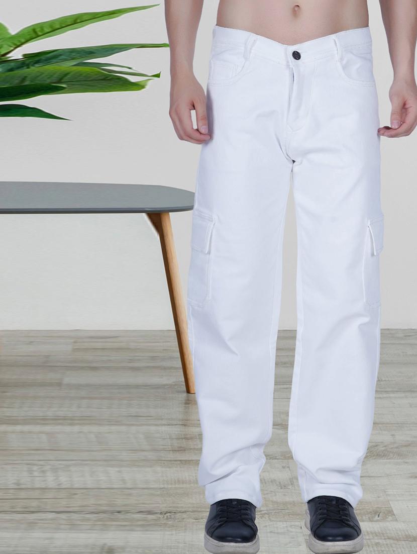 men white solid mid rise relaxed fit jeans - 22012234 - Zoom Image - 0