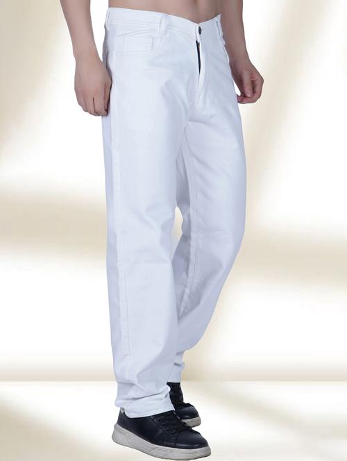 men white solid mid rise relaxed fit jeans - 22012236 - Standard Image - 0